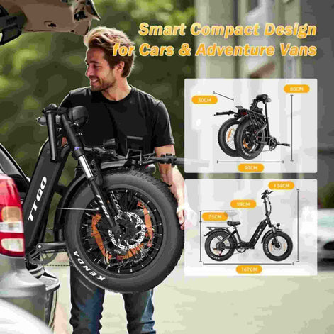 Faltbares Mini E-Bike zusammengeklappt ultrakompakt Kofferraum
