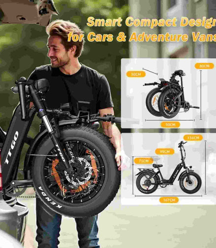 Faltbares Mini E-Bike zusammengeklappt ultrakompakt Kofferraum
