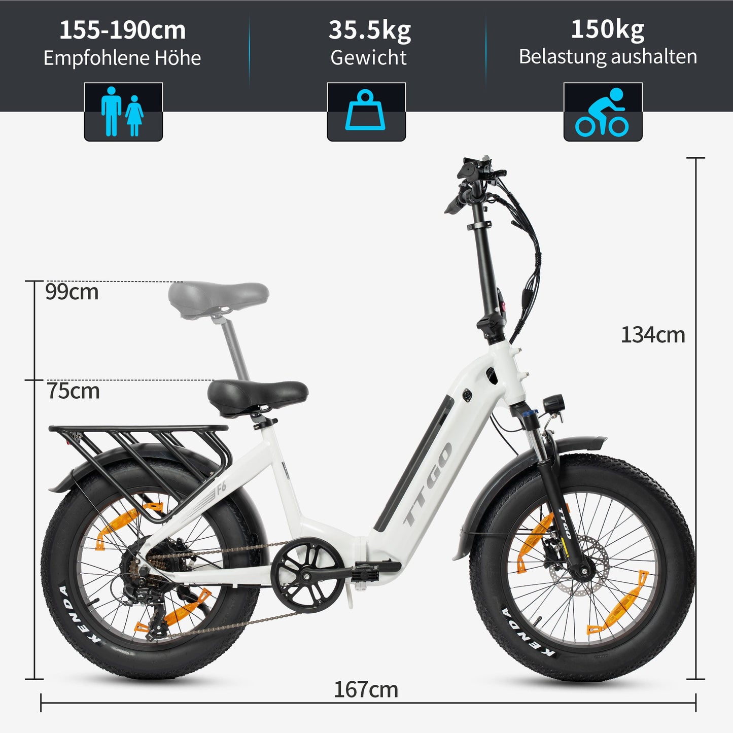 F6 Fat Tire Mini-E-Bike Unisex – ideal für Stadt, Land und Strand - Bike Innov 